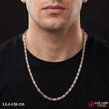 Lab Grown Mens Platinum Silver And RoseGold Chain For Men LLJ-CH-238