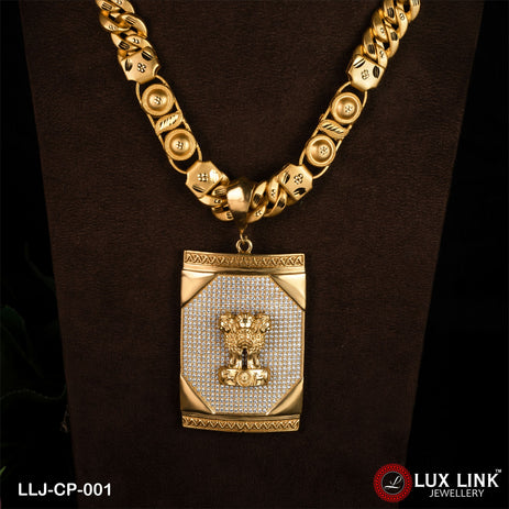 Mudra Fashionable Design Gold Plated Chain Pendant Combo for Men (CP-001)