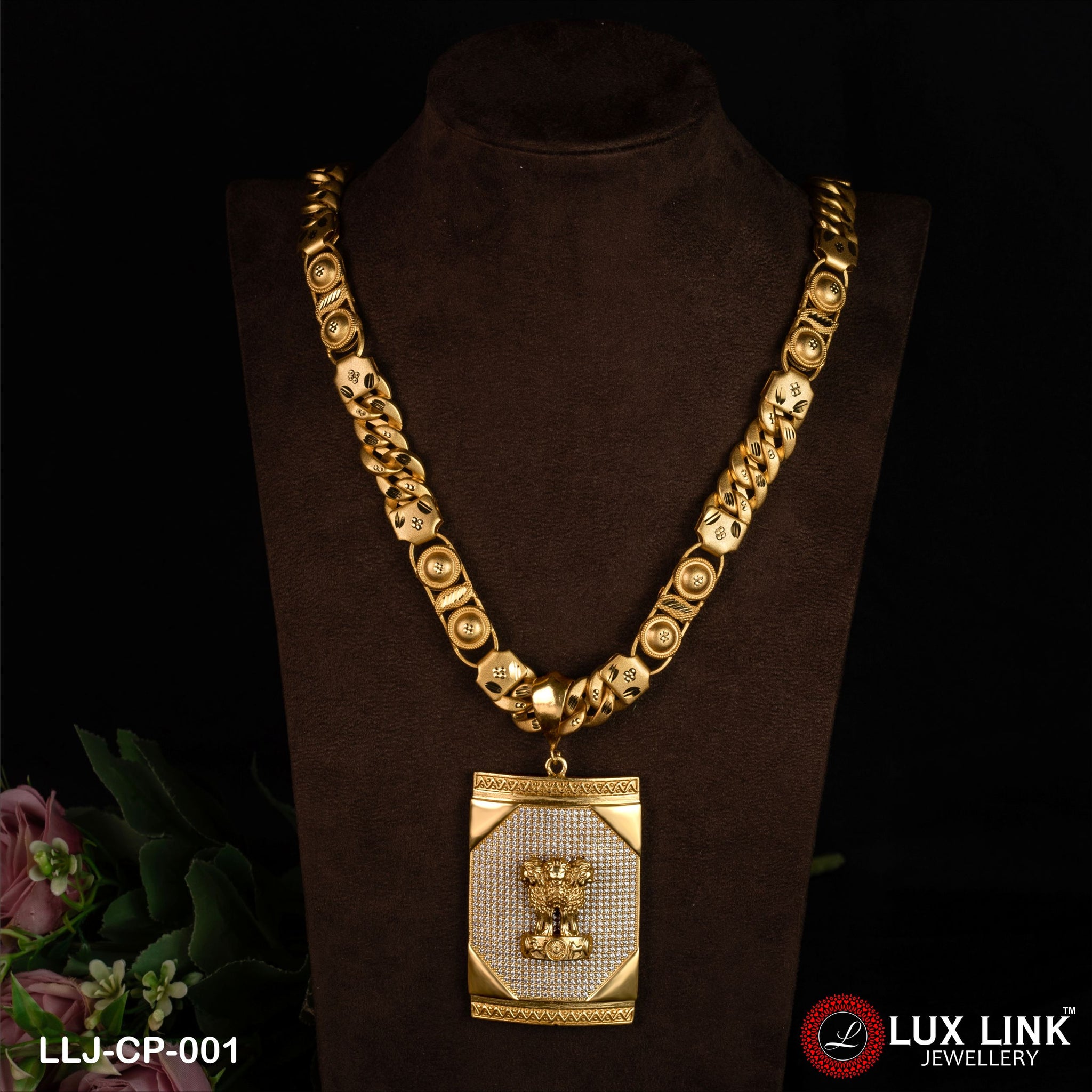 Mudra Fashionable Design Gold Plated Chain Pendant Combo for Men (CP-001)