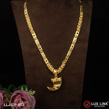 1 Gram Gold Plated Lion Nail Latest Design Chain Pendant Combo For Men (CP-003)