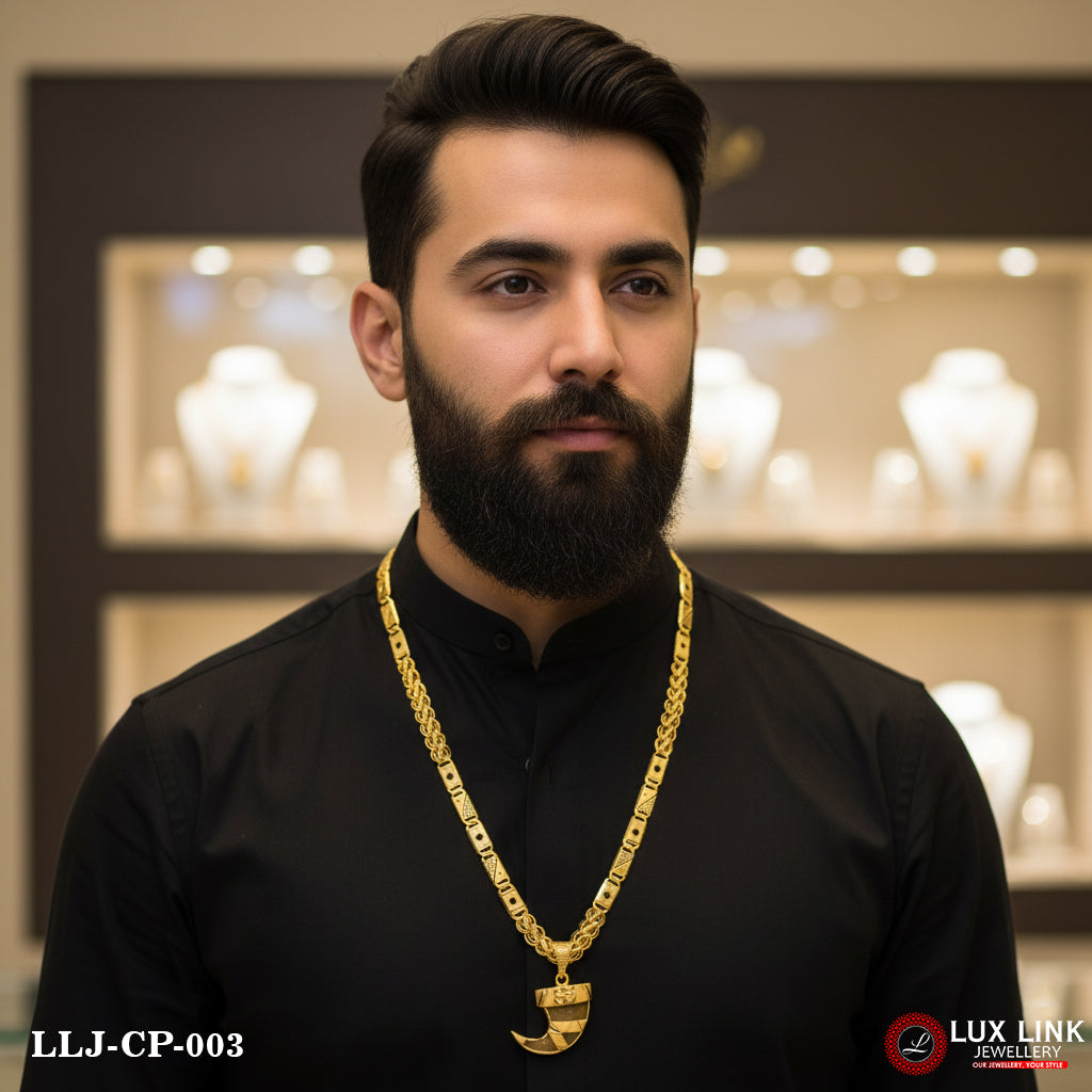 1 Gram Gold Plated Lion Nail Latest Design Chain Pendant Combo For Men (CP-003)