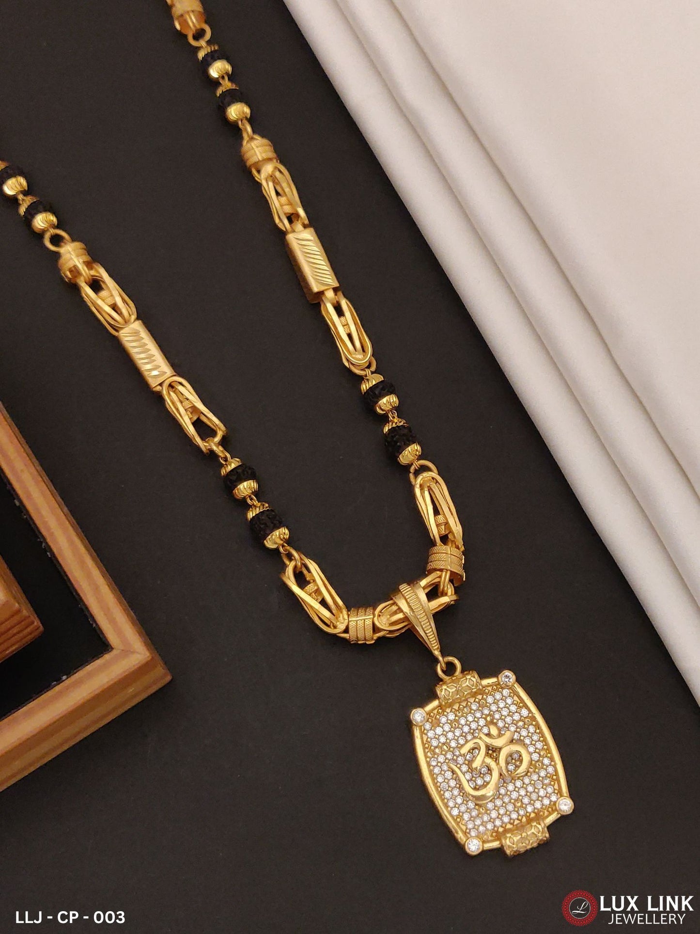 Om Antique Design Gold Plated Chain Pendant Combo for Men - CP - 003