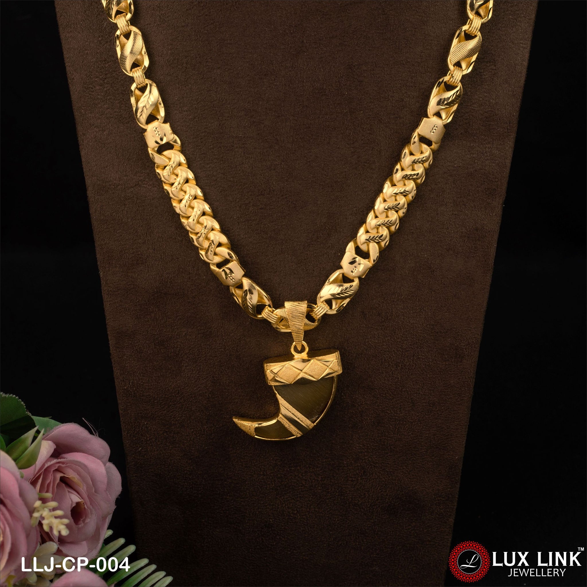 Lion Nail Glittering Design Gold Plated Chain Pendant Combo For Men (CP - 004)