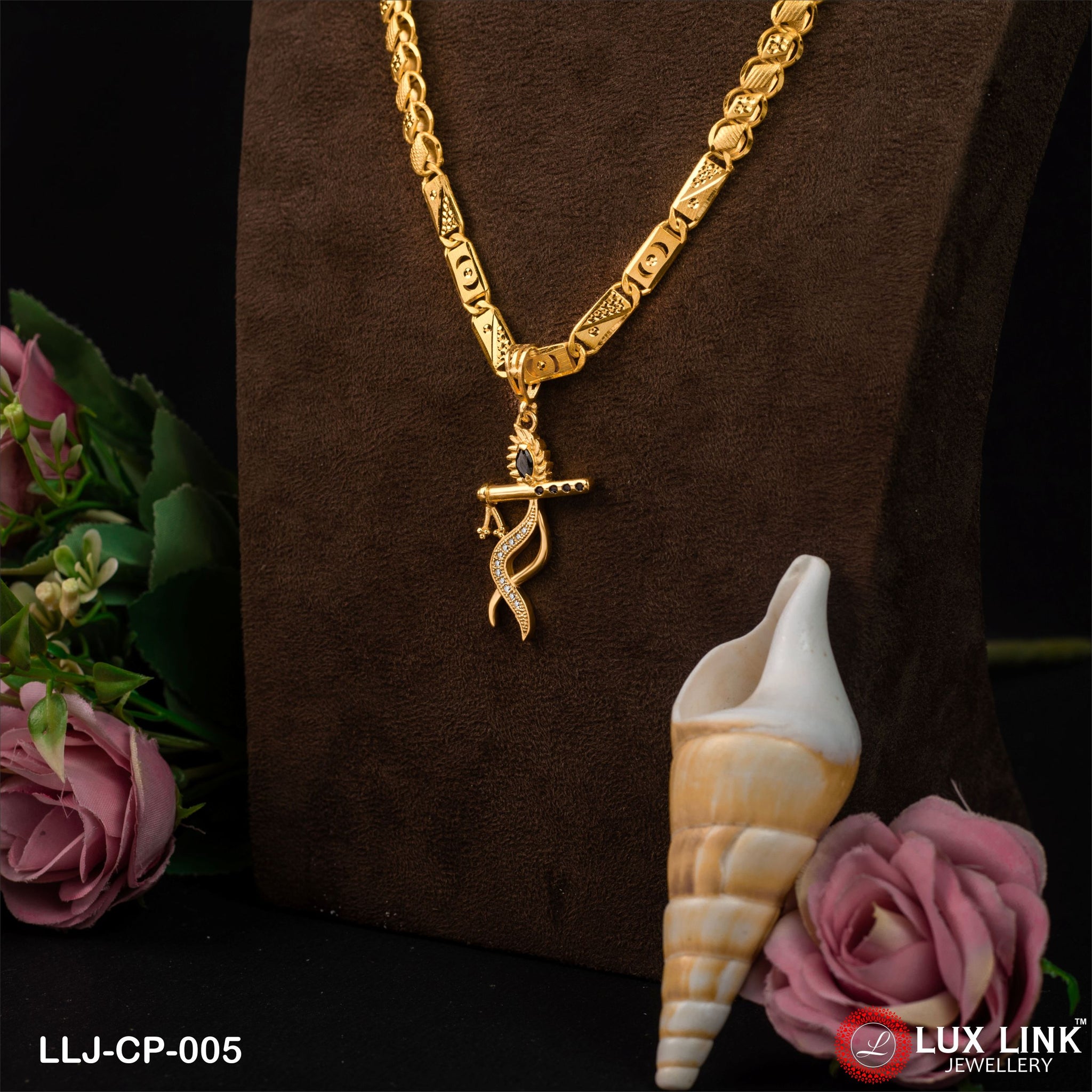 1 Gram Gold Formig Krishna With Diamond Best Quality Chain Pendant Combo (CP - 005)