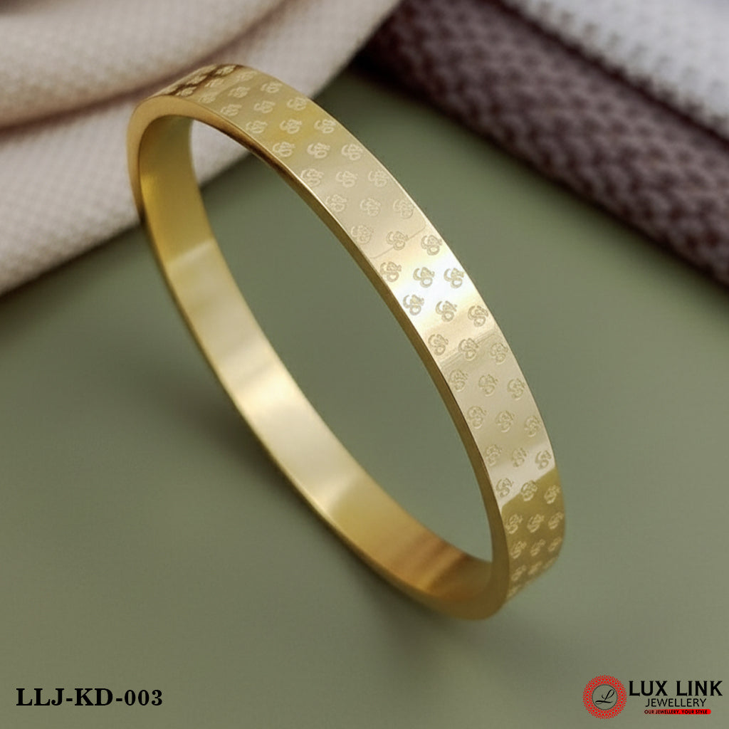 Om Streamlined Design Superior Quality Gold - Plated Kada - KD - 003