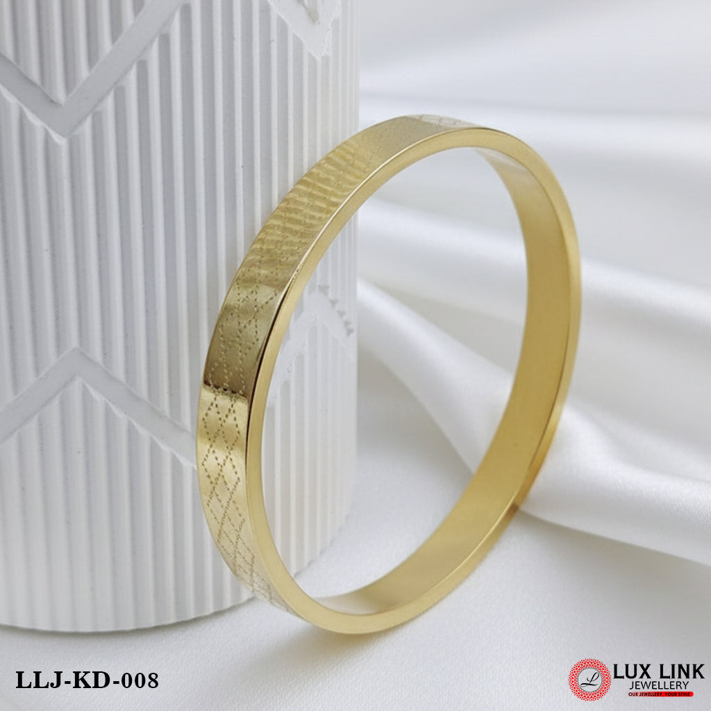 Streamlined Design Superior Quality Golden Color Kada for Men - KD - 008
