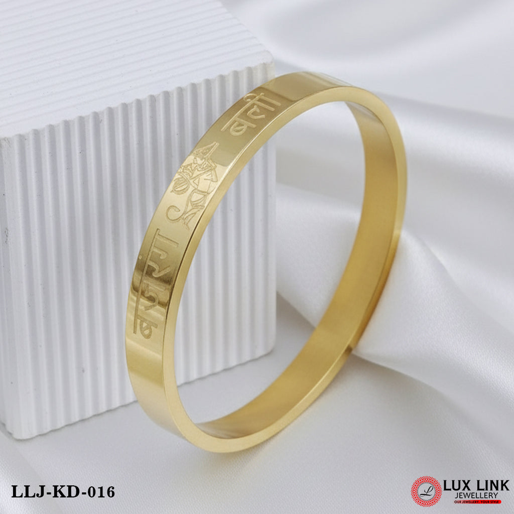 Bajrang Bali - Beautiful Design Premium-Grade Quality Golden Color Kada - KD - 016