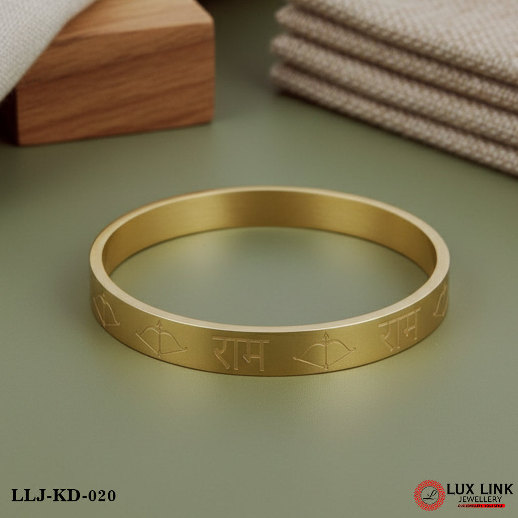 Unique Design Premium-grade Quality Golden Kada For Men - KD - 020