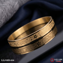 gold-plated floral cuff bangle features a hinged design for Men KD -036