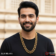 2 Line Trending Design Gold Plated Rudraksha Mala for Men - ML - 011