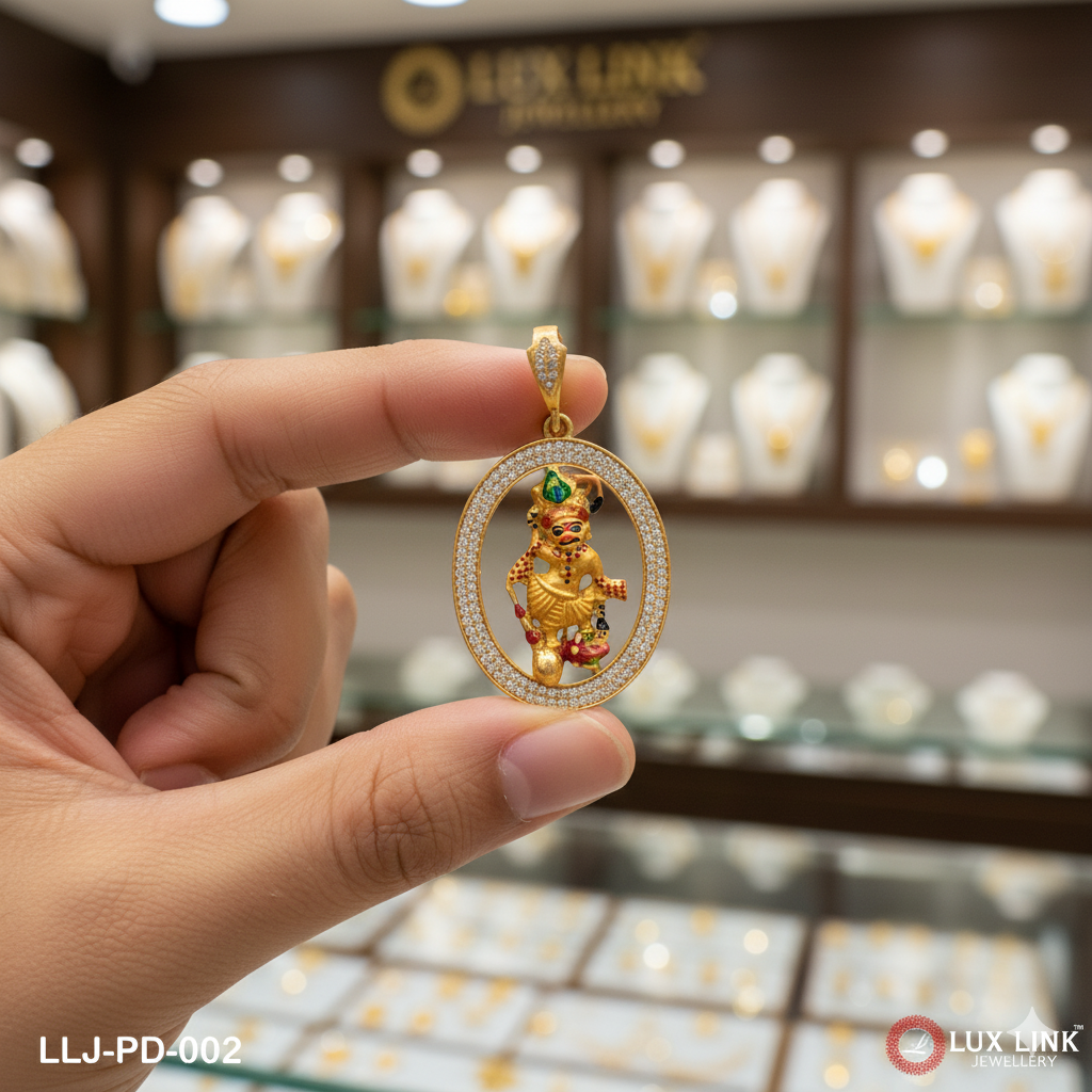 Kashtbhanjan Dev With Diamond Cute Design Best Quality Gold Plated Pendant For Men - PD - 002