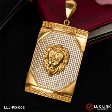 Lion Face Diamond Pendant Premium-Grade Quality Gold Plated for Men - PD - 003