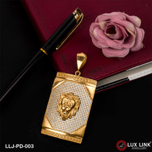 Lion Face Diamond Pendant Premium-Grade Quality Gold Plated for Men - PD - 003