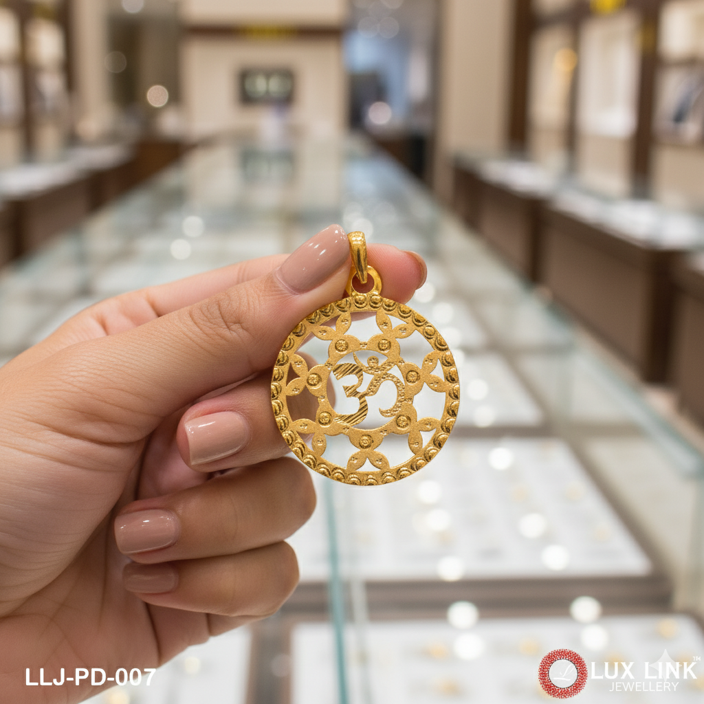 Om Superior Quality High-class Design Gold Plated Pendant For Men - PD - 007