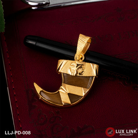 1 Gram Gold Plated Om On Artificial Lion Nail Popular Pendant for Men - PD - 008
