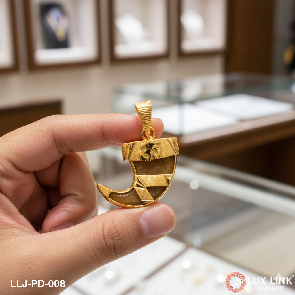 1 Gram Gold Plated Om On Artificial Lion Nail Popular Pendant for Men - PD - 008