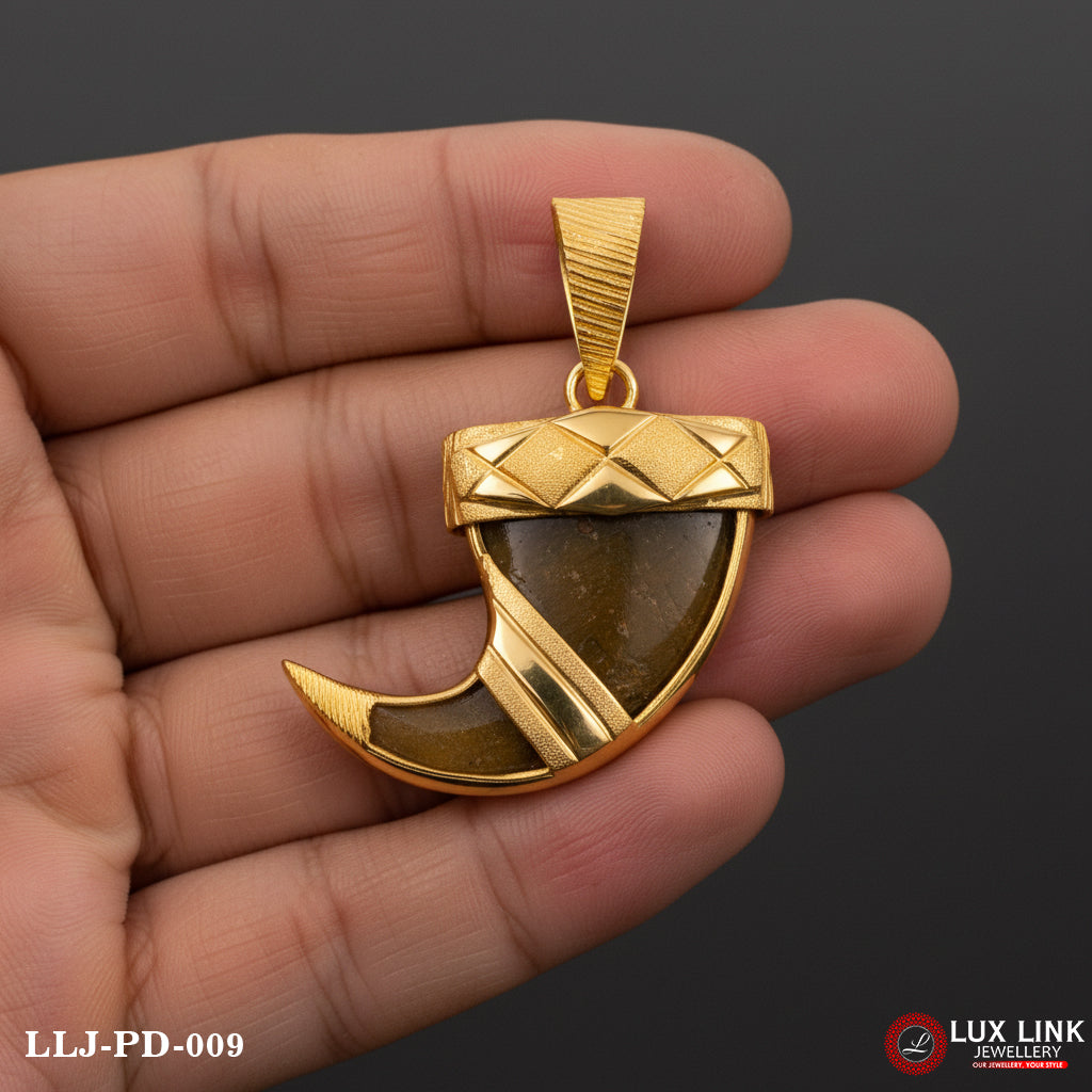 1 Gram Gold Plated Extraordinary Artificial Lion Nail Pendant for Men - PD - 009