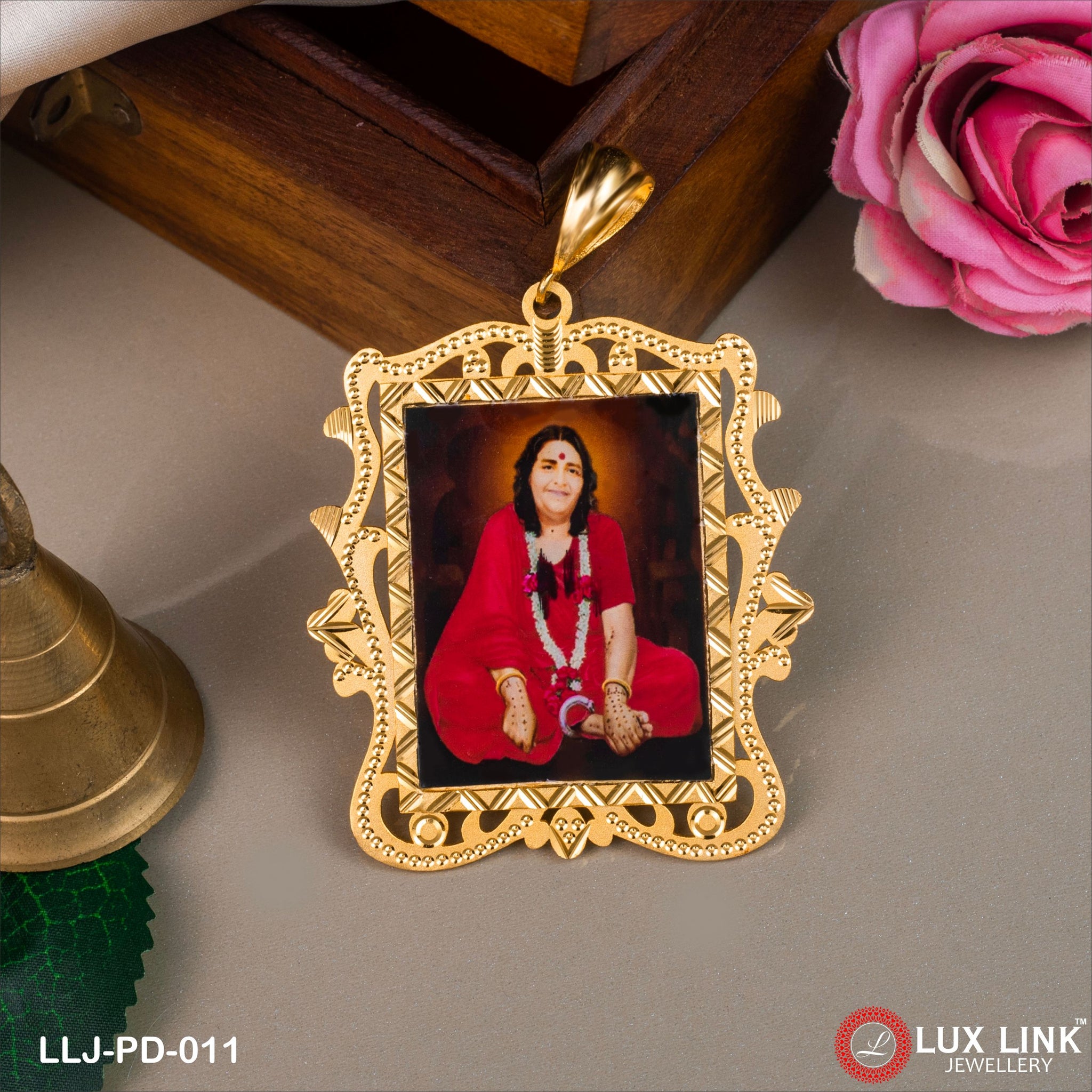 Sonal Maa Handmade Photo Fancy Design Gold Plated Pendant For Men - PD - 011