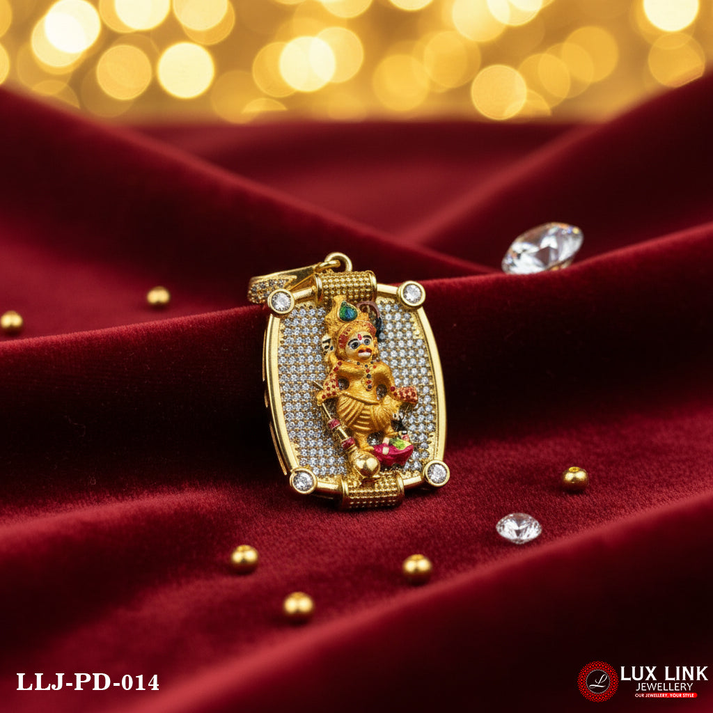 Kastbhanjan with Diamond Antique Design Gold Plated Pendant - PD - 014