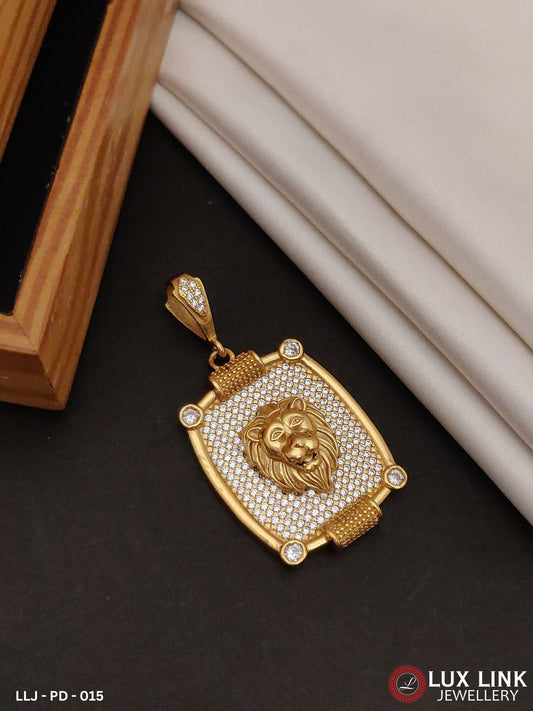 Micro Gold Pleting Lion With Diamond Glamorous Design Pendant For Men -PD-015