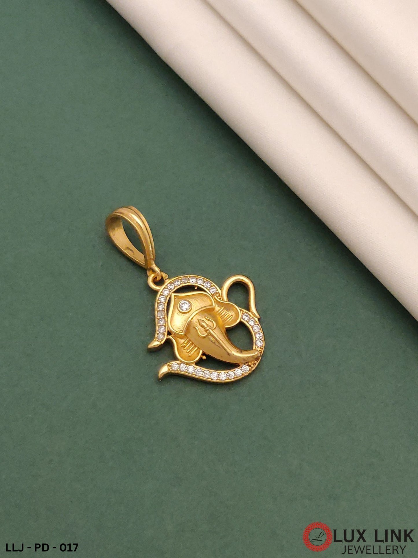 Micro Gold Pleted Ganpati with Diamond Best Quality Pendant for Men -PD-017