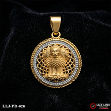 Indian Mudra Diamonds Round Pendant Gold Plated For Men PD -026