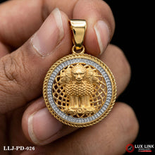Indian Mudra Diamonds Round Pendant Gold Plated For Men PD -026