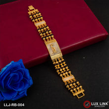 Ram With Diamond Prominent Gold Plated Rudraksha Bracelet For Men - RB - 004