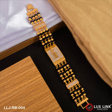 Ram With Diamond Prominent Gold Plated Rudraksha Bracelet For Men - RB - 004