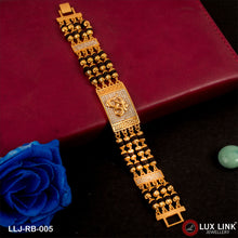 Om With Diamond Latest Design High-quality Gold Plated Bracelet For Men - RB - 005