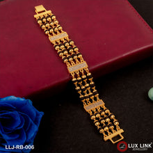4 Line With Diamond Hand-crafted Gold Plated Rudraksha Bracelet For Men - RB - 006