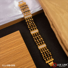 4 Line With Diamond Hand-crafted Gold Plated Rudraksha Bracelet For Men - RB - 006