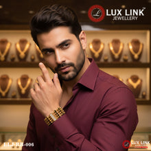 4 Line With Diamond Hand-crafted Gold Plated Rudraksha Bracelet For Men - RB - 006