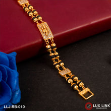 Trishul Finely Detailed Design Gold Plated Rudraksha Bracelet For Men - RB - 010