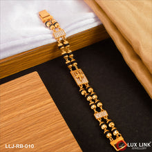 Trishul Finely Detailed Design Gold Plated Rudraksha Bracelet For Men - RB - 010