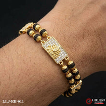 Mahakal Design 2- Line Rudraksha Diamond Gold Bracelet RB -011