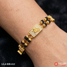 Trisul Design 2- Line Rudraksha Diamond Gold Bracelet RB -012