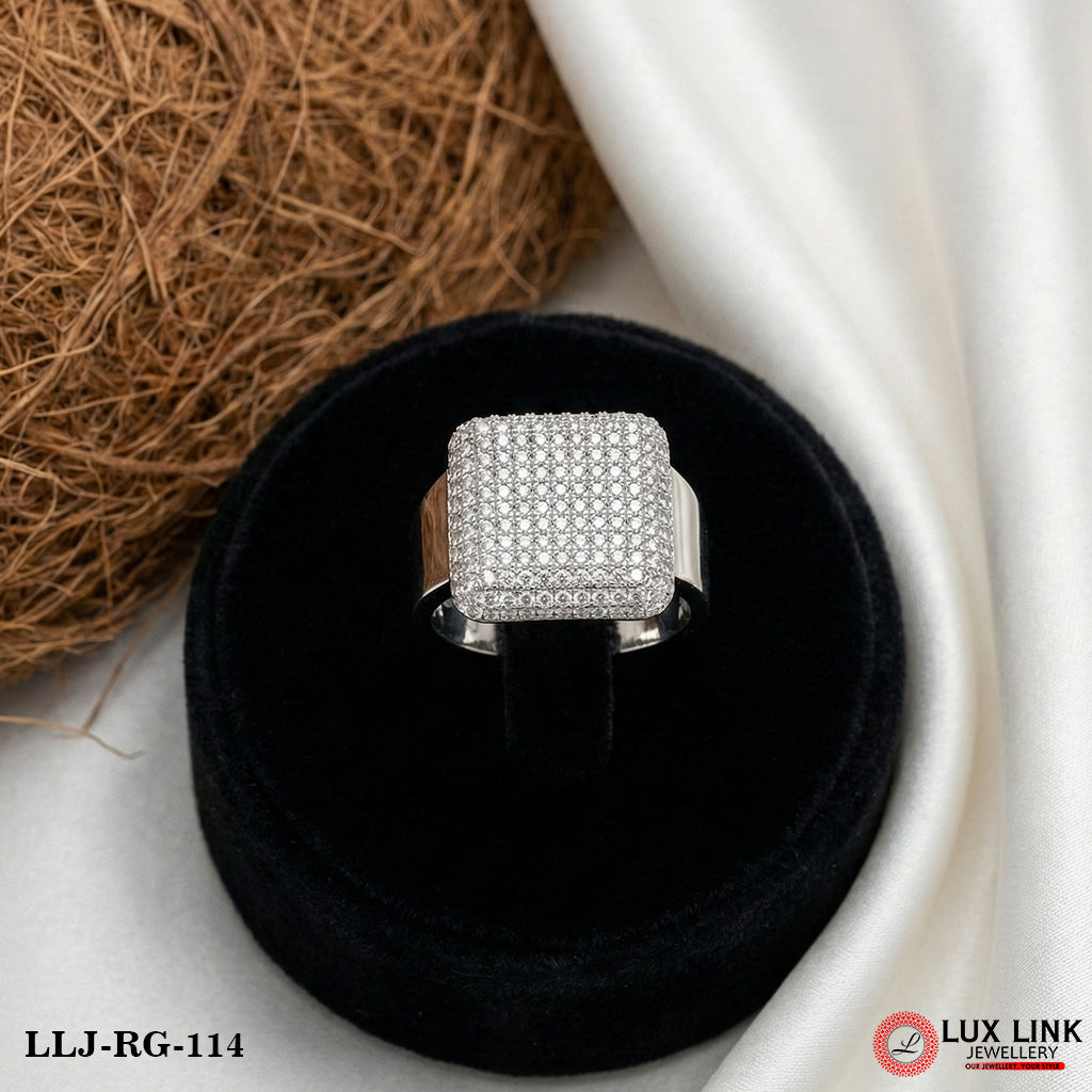 Silver Plated with Diamond Extraordinary Design Ring for Men - RG - 114