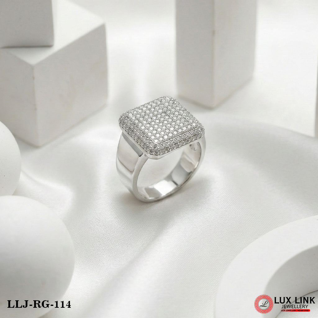 Silver Plated with Diamond Extraordinary Design Ring for Men - RG - 114