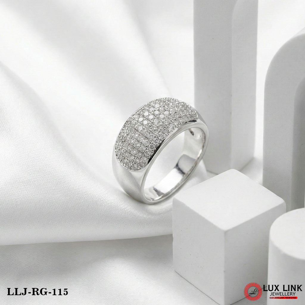 Silver with Diamond Hand-Crafted Design Ring for Men - RG - 115