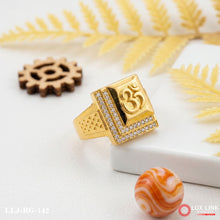 Gold Plated Om with Diamond Glittering Design Ring for Men RG -142