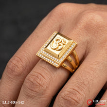 Gold Plated Om with Diamond Glittering Design Ring for Men RG -142