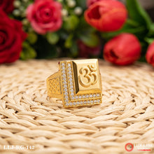 Gold Plated Om with Diamond Glittering Design Ring for Men RG -142