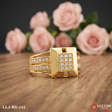 Gold Plated With Diamond Etched Design High-quality Ring For Men RG -144