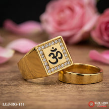 Classical Diamond Om Design Gold Plated Ring for Men RG -153
