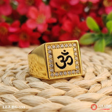 Classical Diamond Om Design Gold Plated Ring for Men RG -153