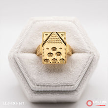 The selected item is a men's traditional vertical-rectangular gold ring For Men RG -167