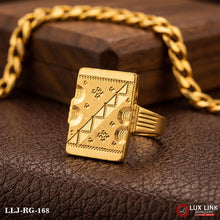 Men's Gold-Plated Rectangular Biscuit Signet Ring For Men RG -168