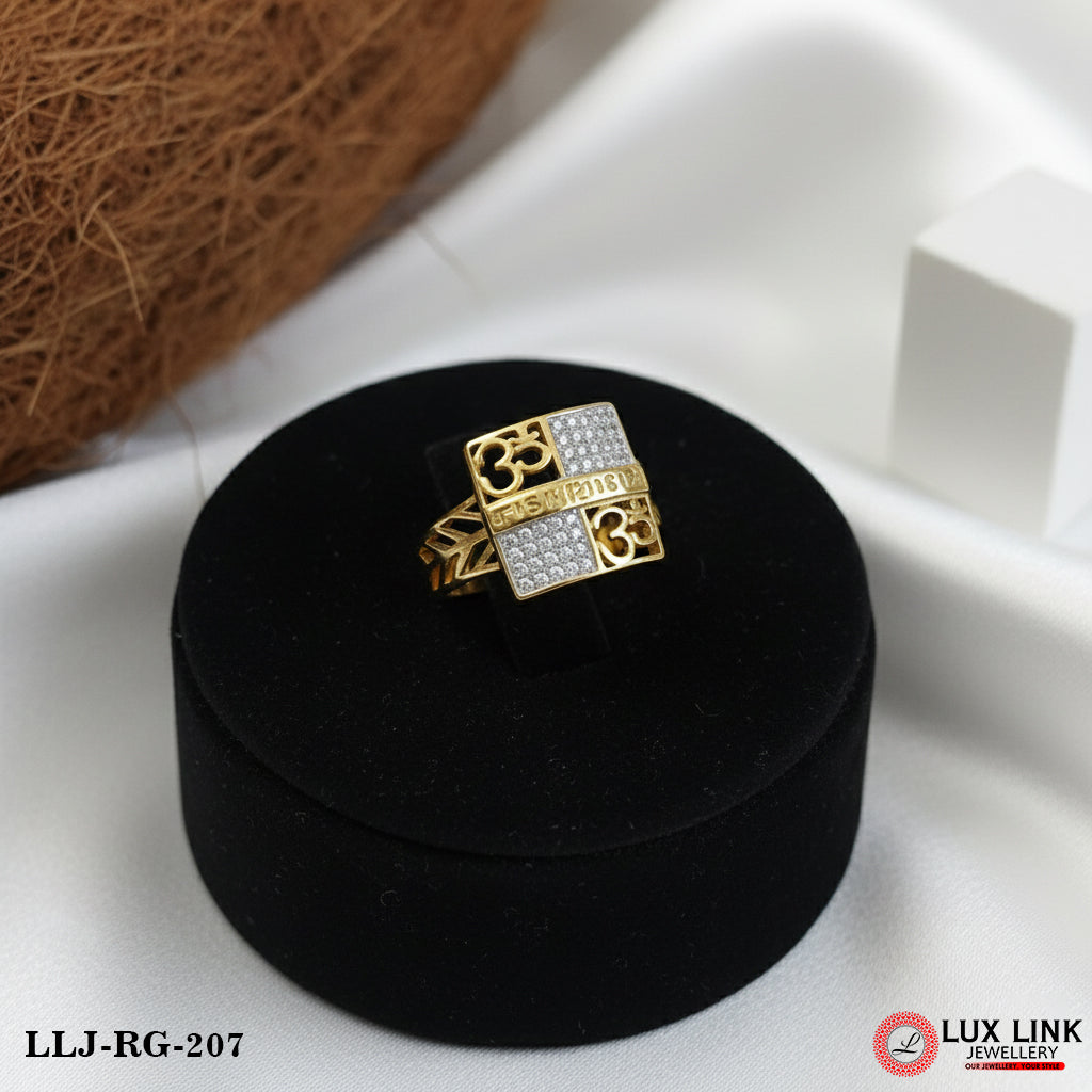 Om Finely Detailed Design Gold Plated Ring for Men - RG - 207