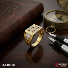 Plated Square with Diamond Artisanal Design Ring for Men RG -242